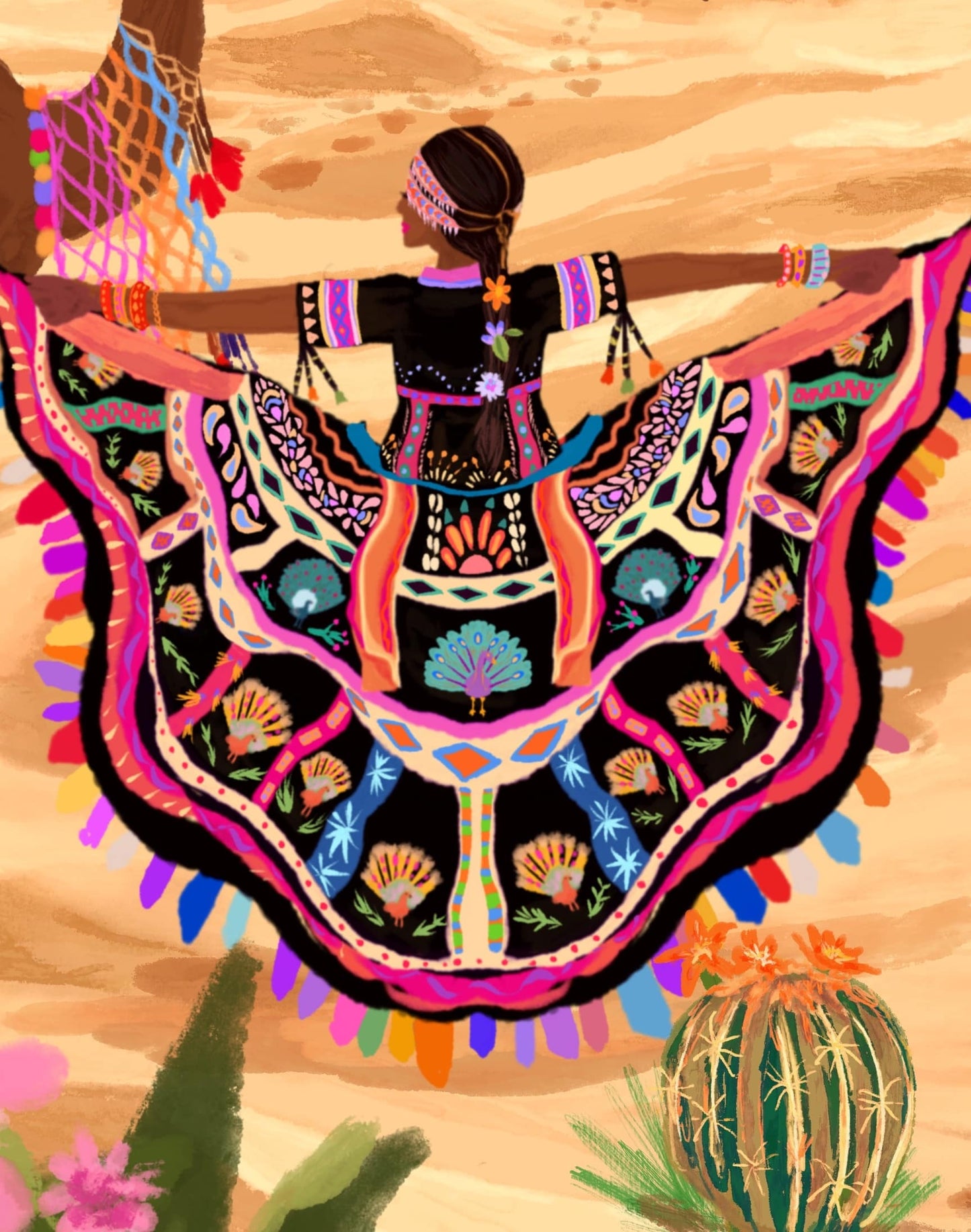 Thar Desert & Kalbelia Dancer Art Print
