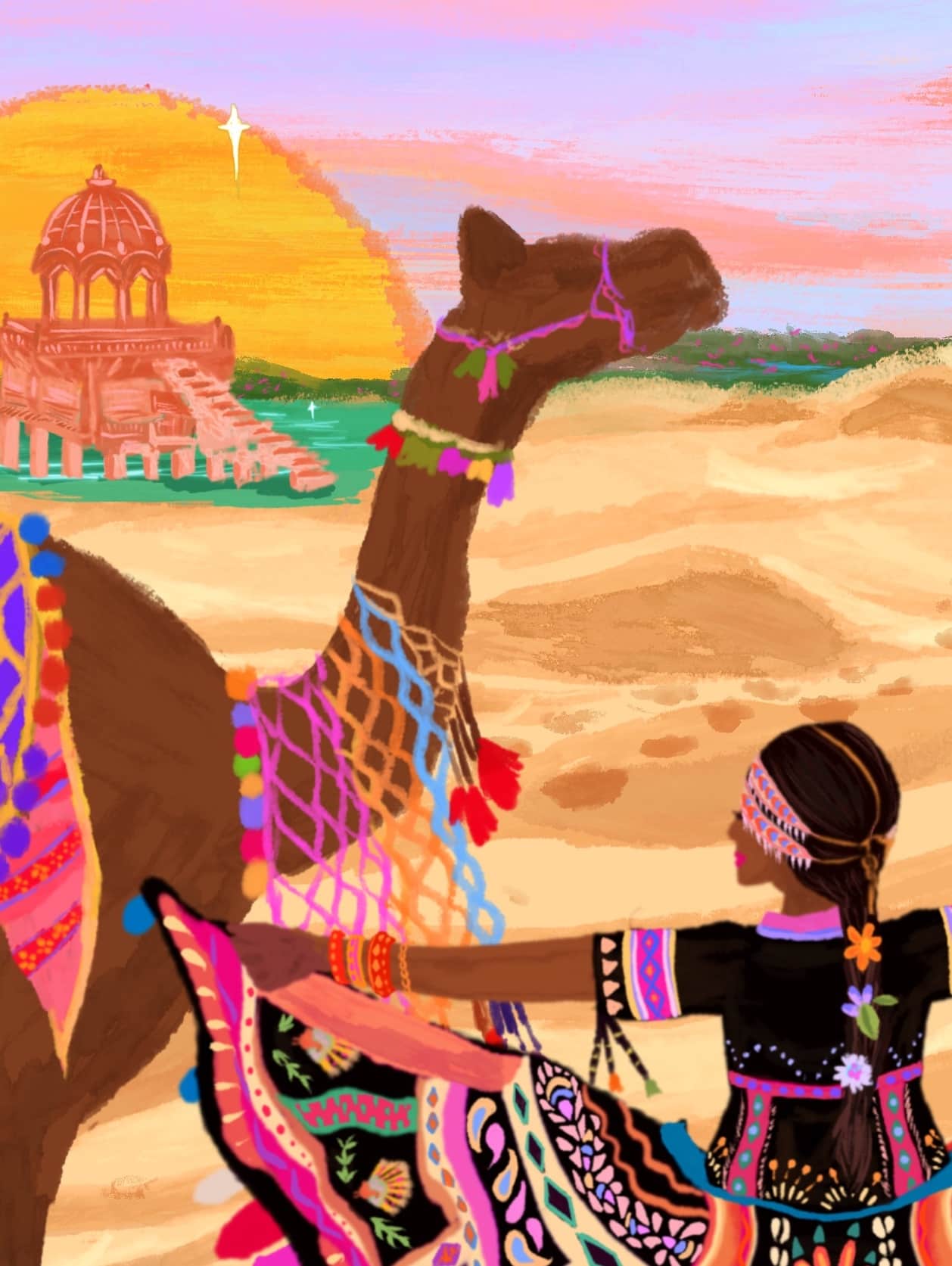 Thar Desert & Kalbelia Dancer Art Print
