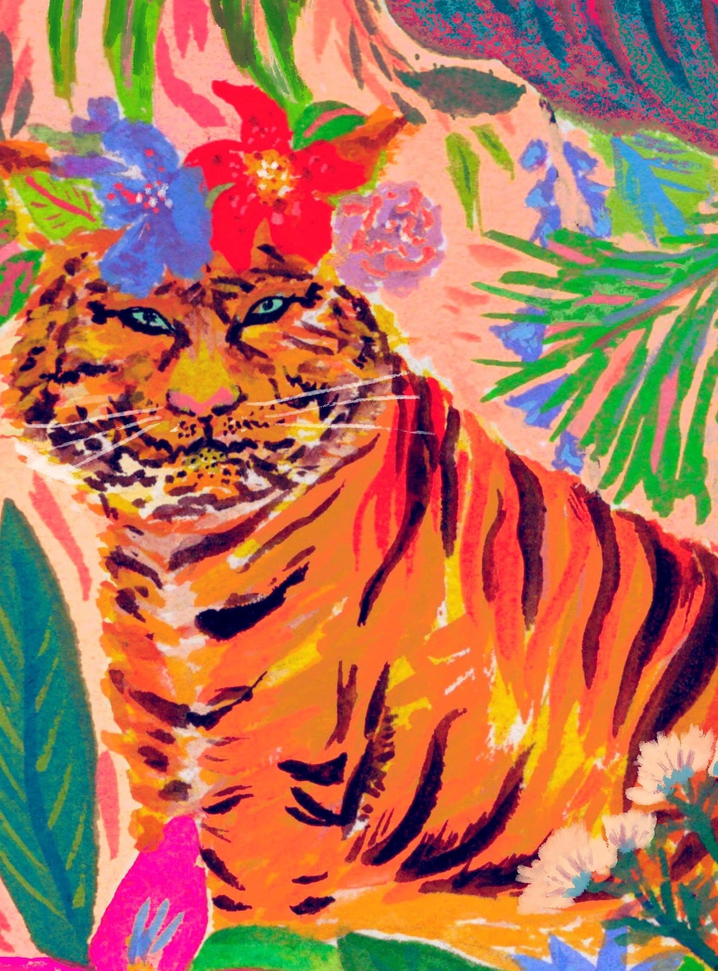 Jungle and Sumatran Tiger Art Print