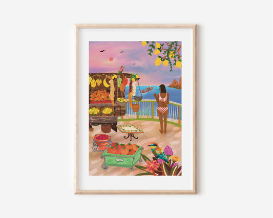 Positano Fruit Stand Art Print