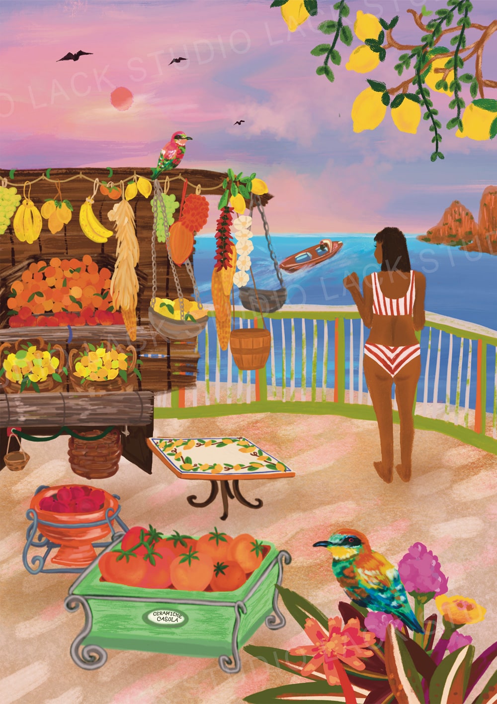 Positano Fruit Stand Art Print